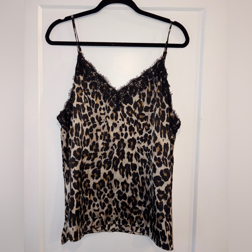 BP. Leopard Print Cami Top with Lace Trim